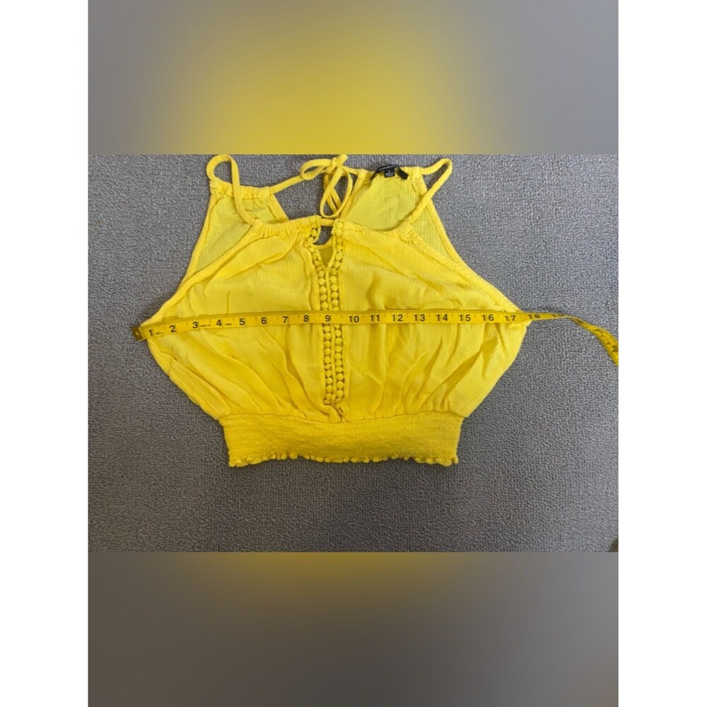 Ambiance Bright Yellow Halter Crop Top- Summer Beach Vacation Spring - Picture 4 of 5
